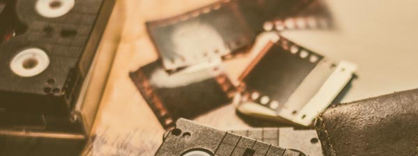 film and video tape on table