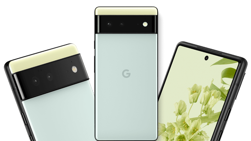 pixel 6 device in sea foam colour